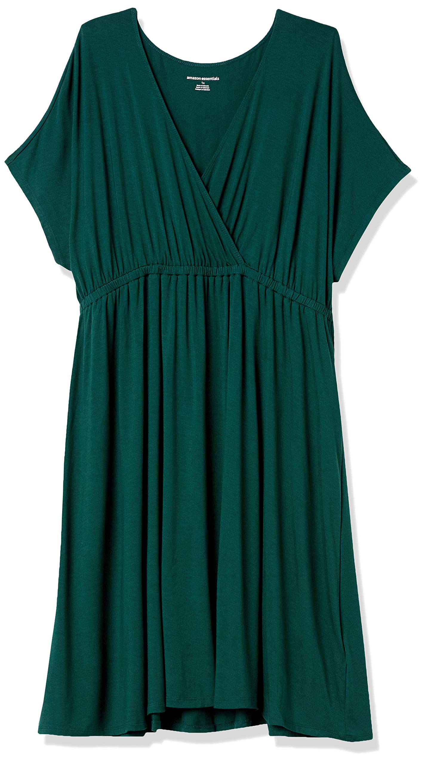 Amazon Essentials Women's Surplice Dress (Available in Plus Size), Jade Green, Large