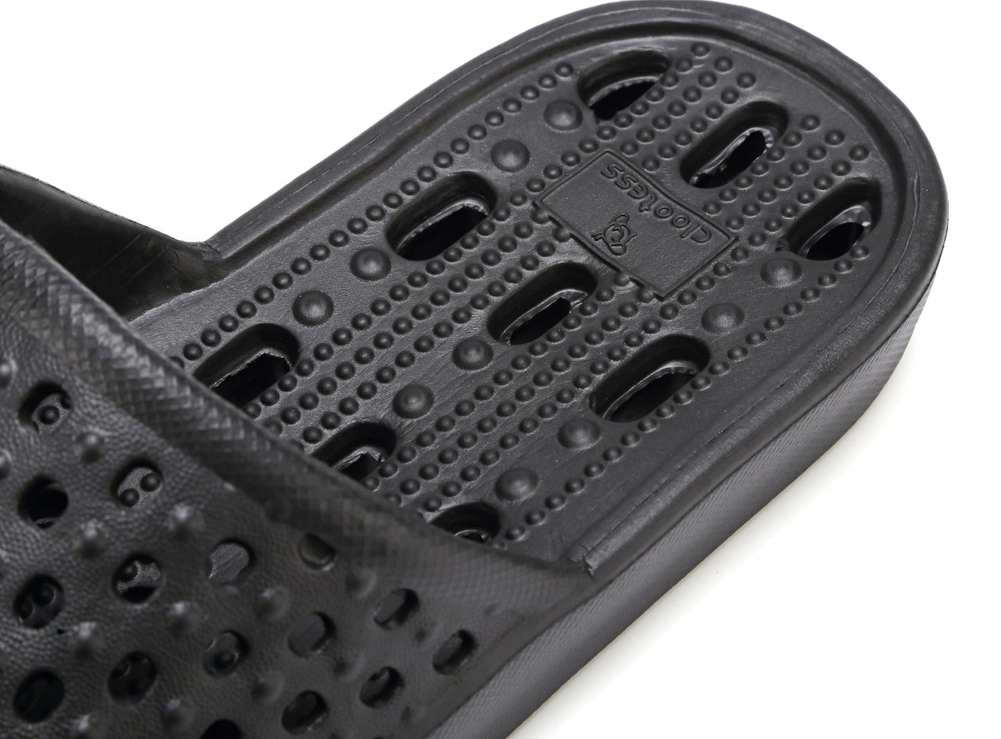 clootess Shower Shoes Slide for Men and Women Holes Bath Slipper Bathroom Sandal Pool Gym College Dorm Non-Slip Black 44.45