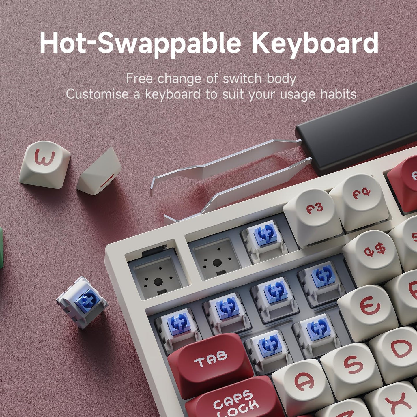 AJAZZ AK820PRO 75% Hot Swap Gasket Mount Mechanical Keyboard with TFT Display Screen, 4000mAh BT/2.4G/Wired RGB South Facing LED, MOA Profile Keycaps & Knob Control Flying Fish Switch