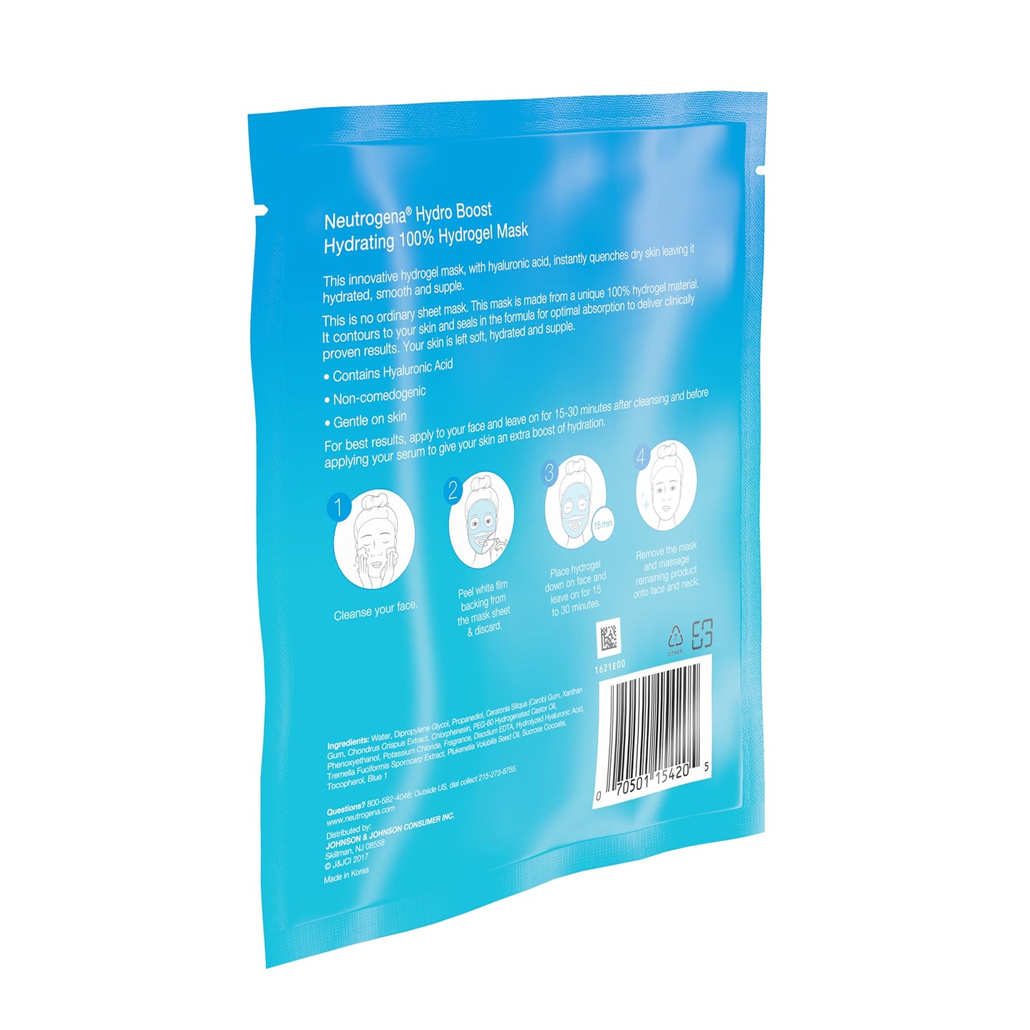 Neutrogena Hydro Boost Moisturizing & Hydrating 100% Hydrogel Sheet Mask, Face Mask for Dry Skin with Hyaluronic Acid, Gentle & Non-Comedogenic, 1 oz, 12 Pack