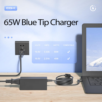 65W Laptop Charger Blue Tip Compatible with HP EliteBook Charger 840 850 845 830 820 G8/G7/G6/G5/G4/G3,ProBook 640 650 450 430 440 445 446 455 470 745 735 725 755 with Power Cord