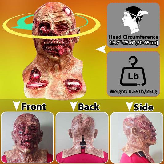 Dinwenddey Halloween Scary Zombie Head Masks with Long Tongue, Creepy Monster Face Masks for Cosplay Decor Party Props