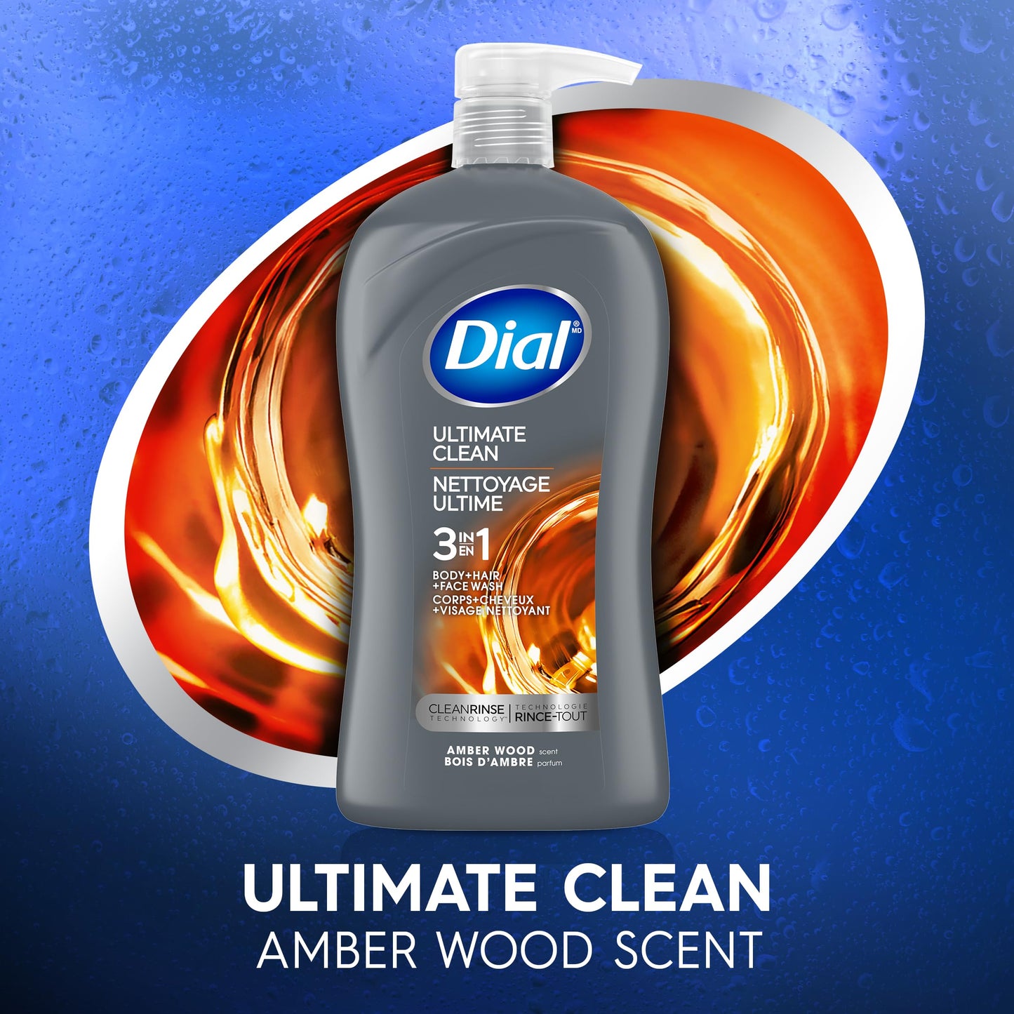 Dial Men 3in1 Body, Hair and Face Wash, Ultimate Clean, 32 Fl Oz