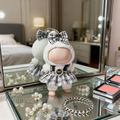 Clothes for LABUBU 17cm Doll (NO Doll), Outfit for LABUBU, Dress and Hairpin Set for LABUBU Dress Up, Fashion and Premium Dolls Accessories for LABUBU (Style A)