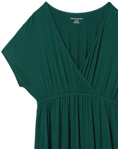 Amazon Essentials Women's Surplice Dress (Available in Plus Size), Jade Green, Large