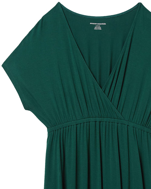 Amazon Essentials Women's Surplice Dress (Available in Plus Size), Jade Green, Large