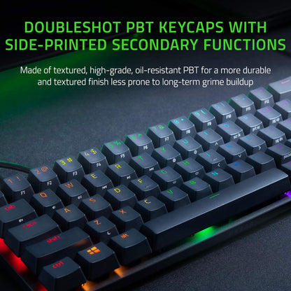 Razer Huntsman Mini 60% Gaming Keyboard: Clicky Optical Switches - Rapid Trigger Mode - Chroma RGB Lighting - PBT Keycaps - Onboard Memory - Snap Tap - Classic Black