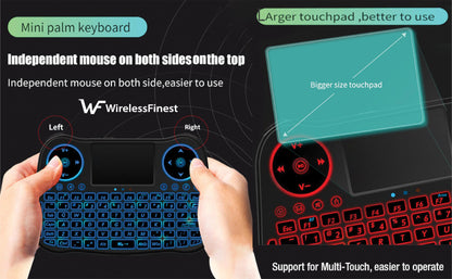 Wireless Mini Keyboard Remote Control Touchpad Mouse Combo Controller with RGB Backlit for Android TV Box Smart TV with OS+USB PC Computer Laptop Window OS HTPC Home Theater PC + USB 2.4GHz Dongle