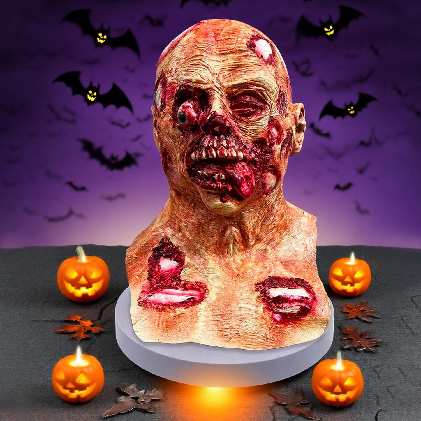 Dinwenddey Halloween Scary Zombie Head Masks with Long Tongue, Creepy Monster Face Masks for Cosplay Decor Party Props