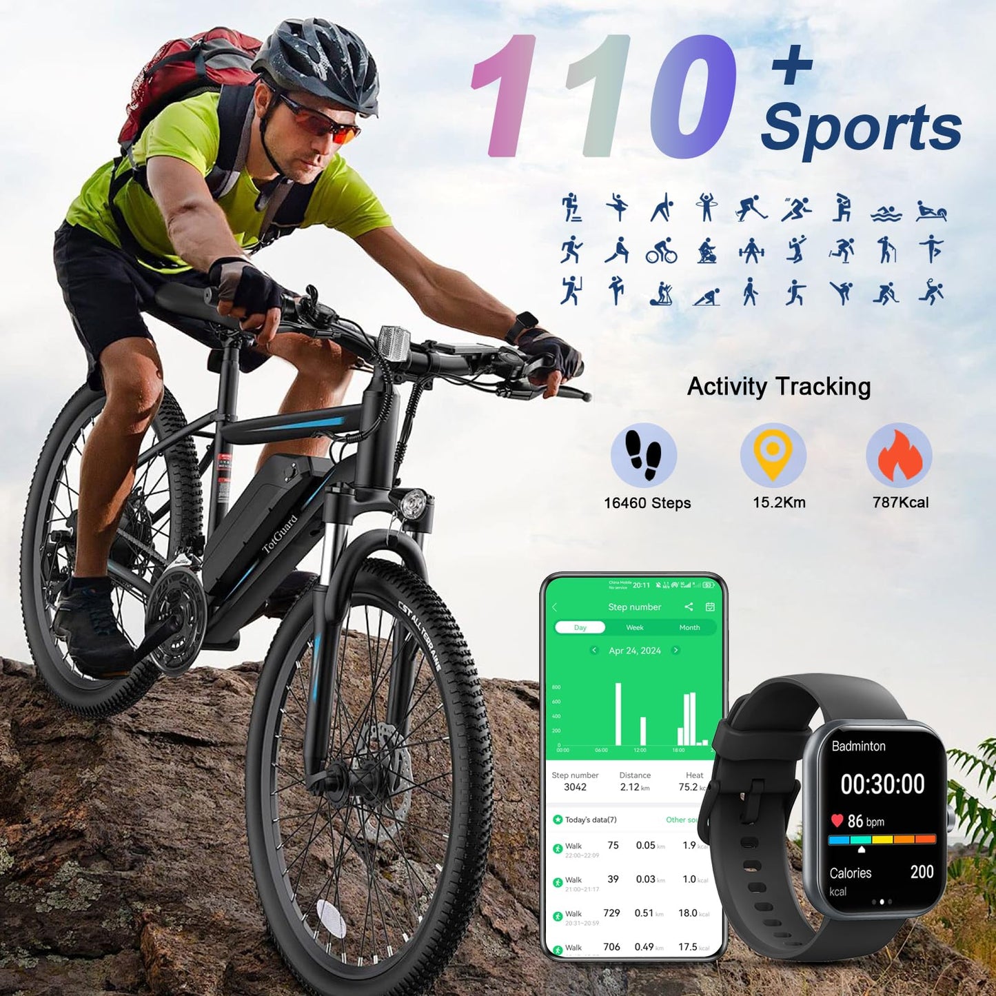 Smart Watch(Answer/Make Call), 1.96" Smartwatch for Men Women, 2025 New Fitness Watch with 110+ Sport Modes, Pedometer, Heart Rate/Sleep Monitor, IP68 Waterproof Activity Tracker for Android iOS