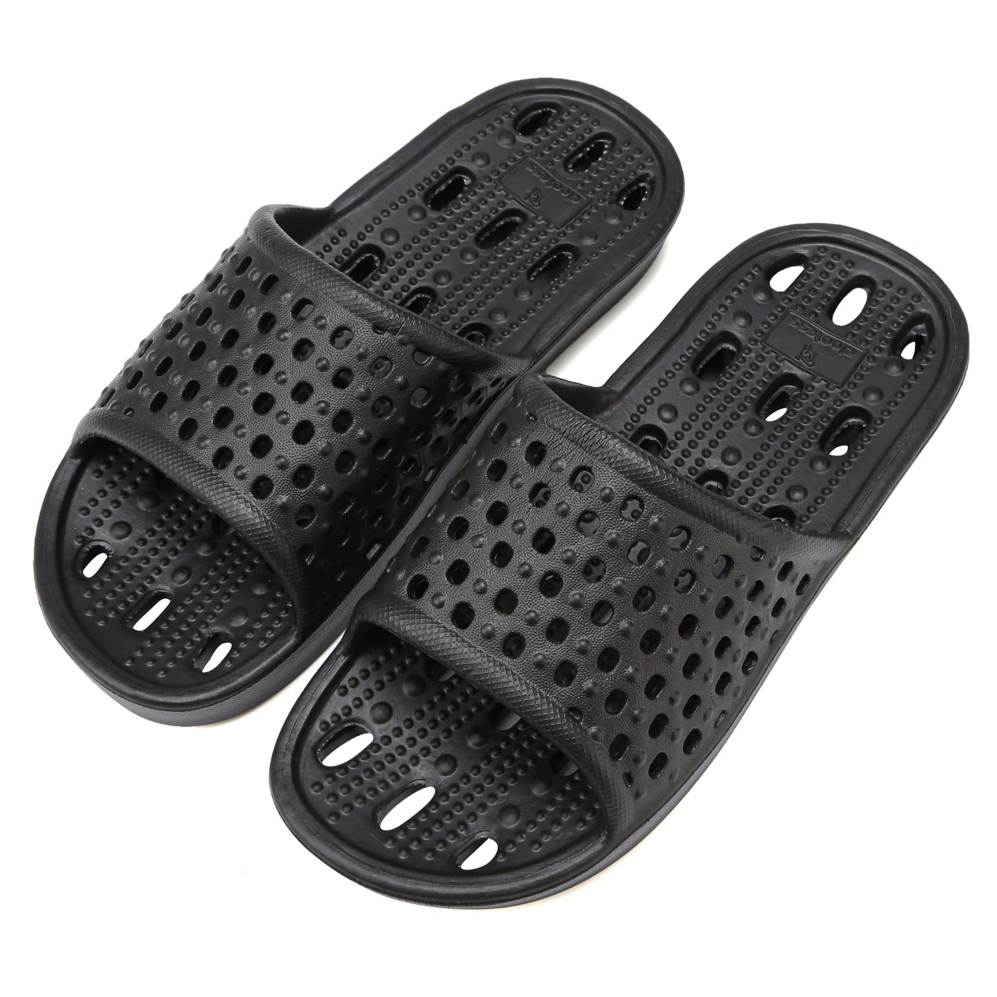 clootess Shower Shoes Slide for Men and Women Holes Bath Slipper Bathroom Sandal Pool Gym College Dorm Non-Slip Black 44.45