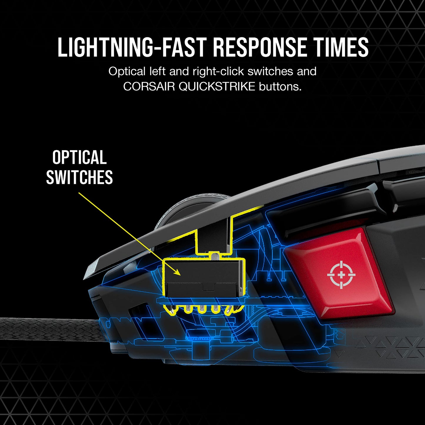 Corsair M65 RGB Ultra Tunable FPS Gaming Mouse Marksman 26,000 DPI Optical Sensor, Optical Switches, AXON Hyper-Processing Technology, Sensor Fusion Control, Tunable Weight System - Black