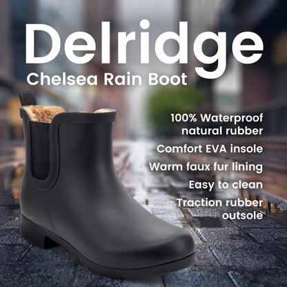 Chooka Women's Waterproof Plush Chelsea Bootie Chelsea Boot, Delridge Black, 8 M