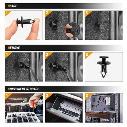 GOOACC - GRC-33 240PCS Bumper Retainer Clips Car Plastic Rivets Fasteners Push Retainer Kit Most Popular Sizes Auto Push Pin Rivets Set -Door Trim Panel Fender Clips for GM Ford Toyota Honda Chrysler