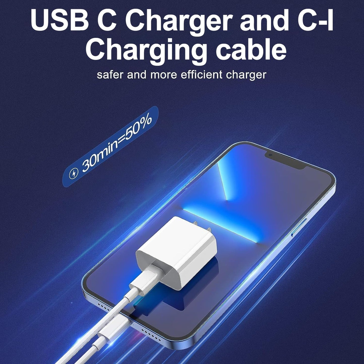 FEEL2NICE iPhone Charger Fast Charging 2 Pack Type C Wall Charger Block with 2 Pack [6FT&10FT] Long USB C to Lightning Cable for iPhone 14/13/12/12 Pro Max/11/Xs Max/XR/X,AirPods Pro