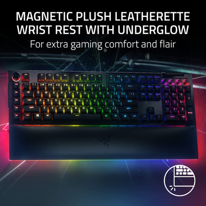 Razer BlackWidow V4 Pro Wired Mechanical Gaming Keyboard: Green Switches Tactile & Clicky - Doubleshot ABS Keycaps - Command Dial - Chroma RGB - Magnetic Wrist Rest - Snap Tap