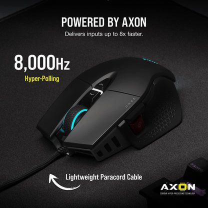 Corsair M65 RGB Ultra Tunable FPS Gaming Mouse Marksman 26,000 DPI Optical Sensor, Optical Switches, AXON Hyper-Processing Technology, Sensor Fusion Control, Tunable Weight System - Black