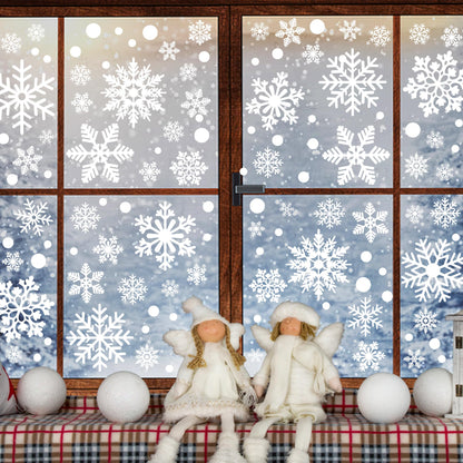 116PCS Christmas Decorations, 9 Sheets Christmas Window Clings, Snowflake Window Clings Decals, Double Sided Xmas Snowflake Decal Stickers for Winter Holiday Home Indoor Decorations Decor Supplies