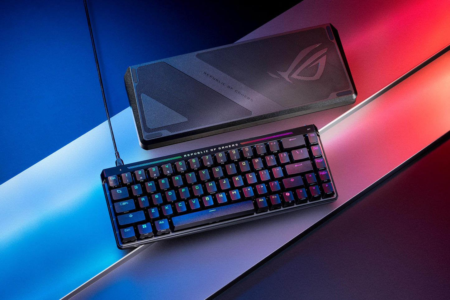ASUS ROG Falchion Ace HFX Hall Effect Gaming Keyboard – 65% TKL, Dual USB-C, Magnetic Switches, Rapid Trigger, Speed Tap, 8000 Hz Polling, Touch Panel, Portable, Protective Cover, PBT Keycaps - Black