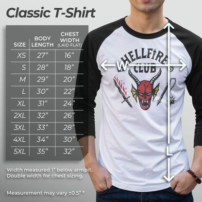 Men's Stranger Things Hellfire Club Costume Baseball Tee - White/Black - Medium