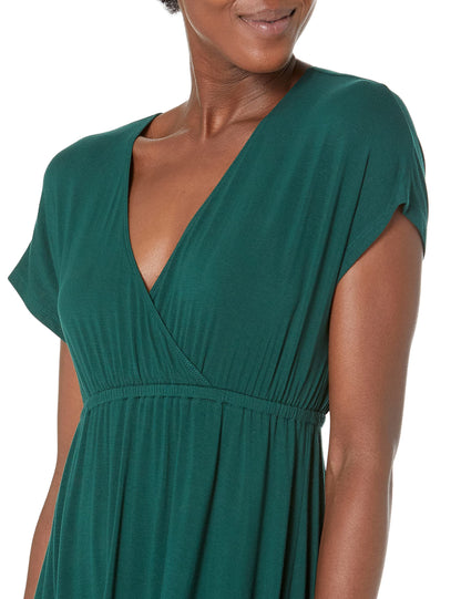 Amazon Essentials Women's Surplice Dress (Available in Plus Size), Jade Green, Large