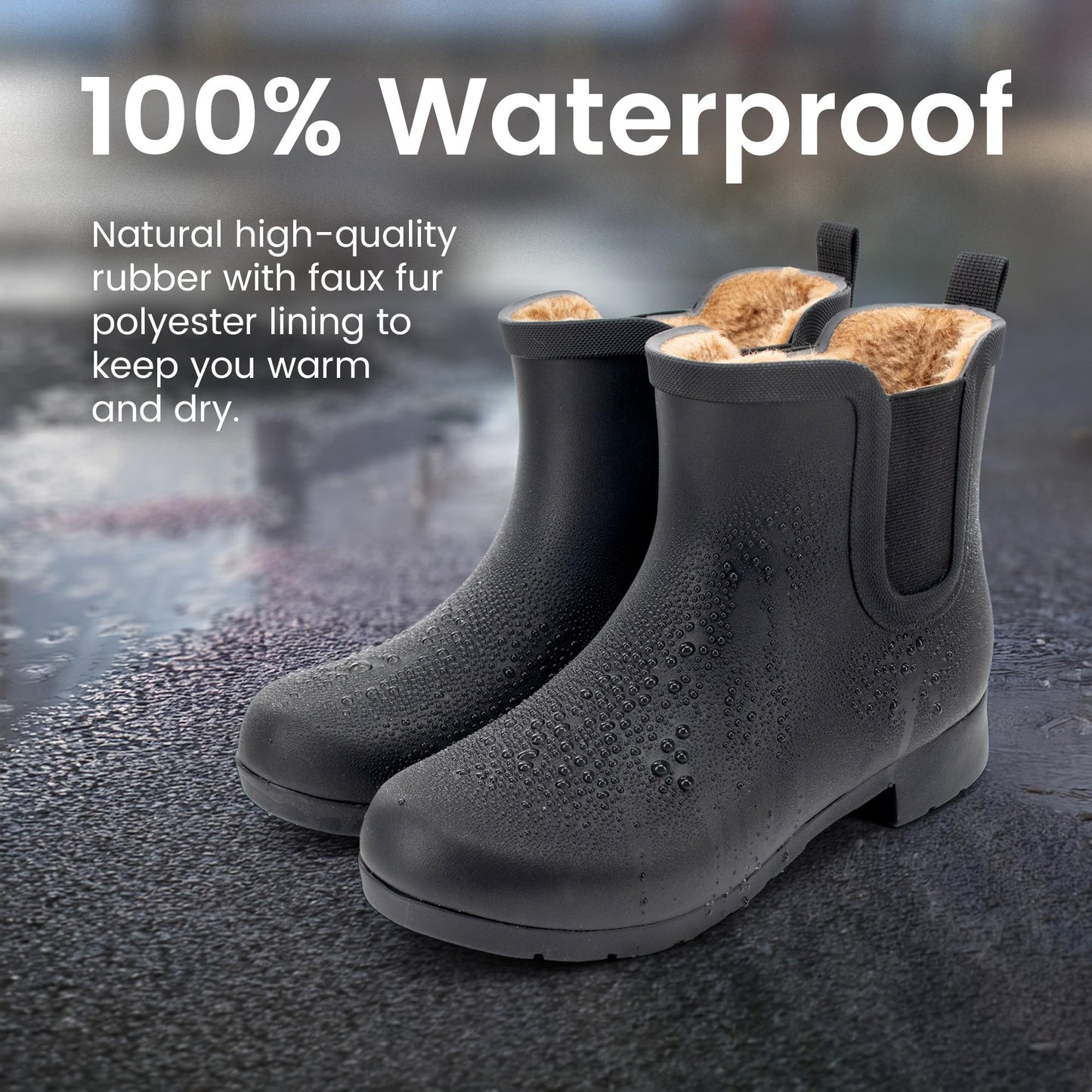 Chooka Women's Waterproof Plush Chelsea Bootie Chelsea Boot, Delridge Black, 8 M