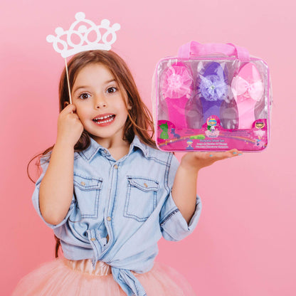Expressions Kids 3 Pack Dress Up Royalty Shoes with Heels Set in Carrying Bag - Fits Toddler Size 7-10 - Pink, Rose, Lilac Perfect Little Girl Toys Role Play Playset