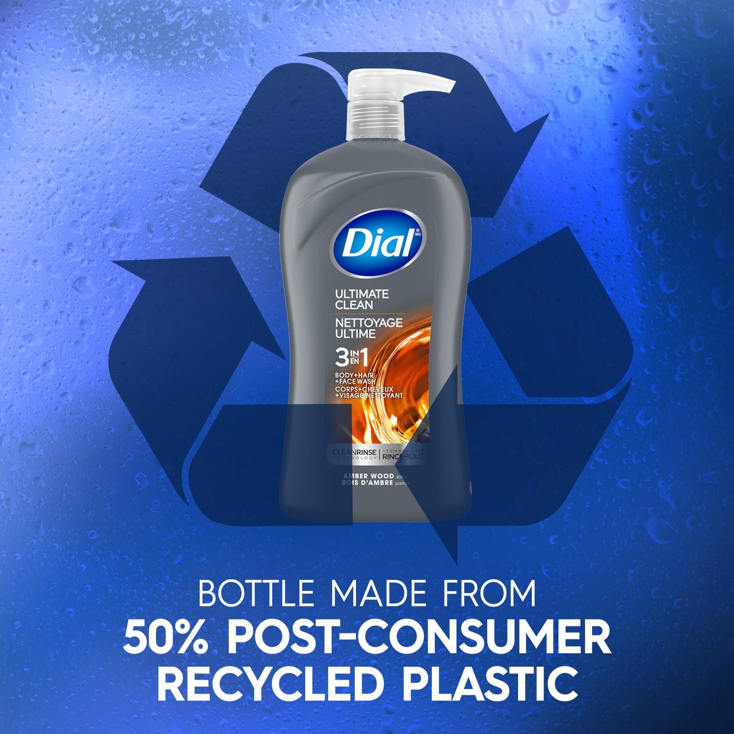 Dial Men 3in1 Body, Hair and Face Wash, Ultimate Clean, 32 Fl Oz