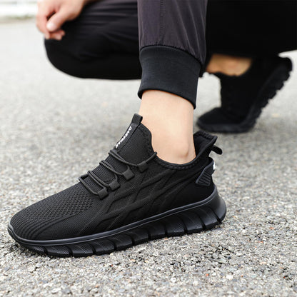 Men Running Shoes Tennis Walking Gym Slip On Workout Athletic Fashion Sneakers Lightweight Breathable Sport Jogging Casual Shoe Black Size 10