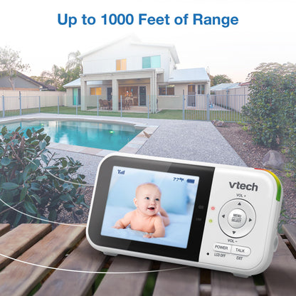VTech VM819 Baby Monitor with Camera and Audio, 2.8” Screen Portable Baby Camera, Night Vision, 2-Way Audio, Temperature Sensor and Lullabies, Secure Transmission No WiFi, Ideal for Baby/Elderly/Pet