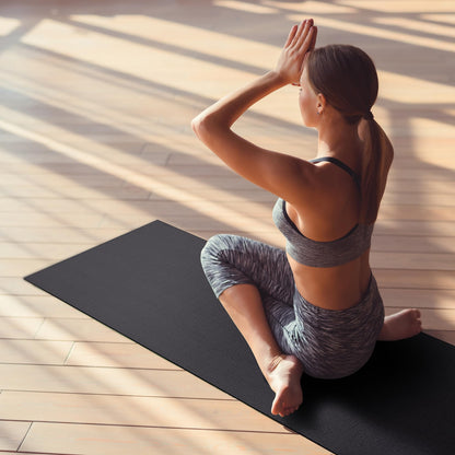 Fitvids 1/4-Inch High Density Thick Non Slip Yoga Mat with Knee Pad and Carrying Strap for Workout, Pilates, Gym Home Exercise, Black