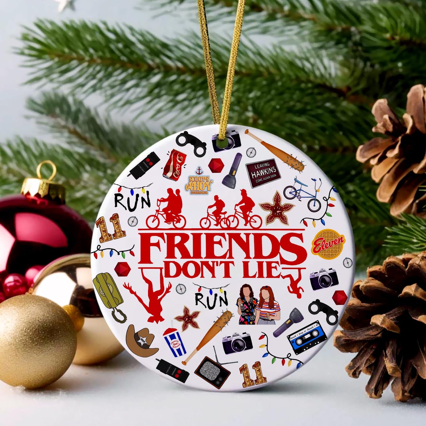 Retro Funny Thing Merch Gifts 2025 Christmas Ornament Acrylic Decorations Xmas Tree Decor Unique Gift for Friends Merchandise Family Fans Secret Santa Stocking Stuffer