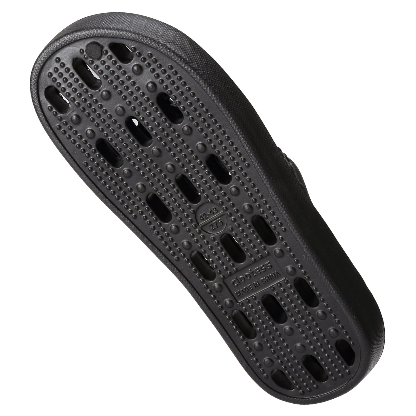 clootess Shower Shoes Slide for Men and Women Holes Bath Slipper Bathroom Sandal Pool Gym College Dorm Non-Slip Black 44.45