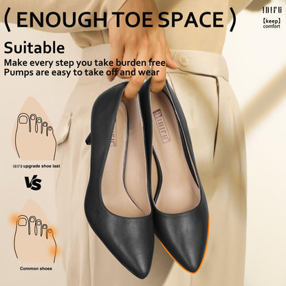 IDIFU Black High Heels Pumps Closed Toe Heels Women's Pumps Stiletto Pointed Toe Dress Shoes Wedding Prom Bridal Work Office Bride Trendy Dressy Comfortable Classic Pumps Shoes(Black Pu,8)
