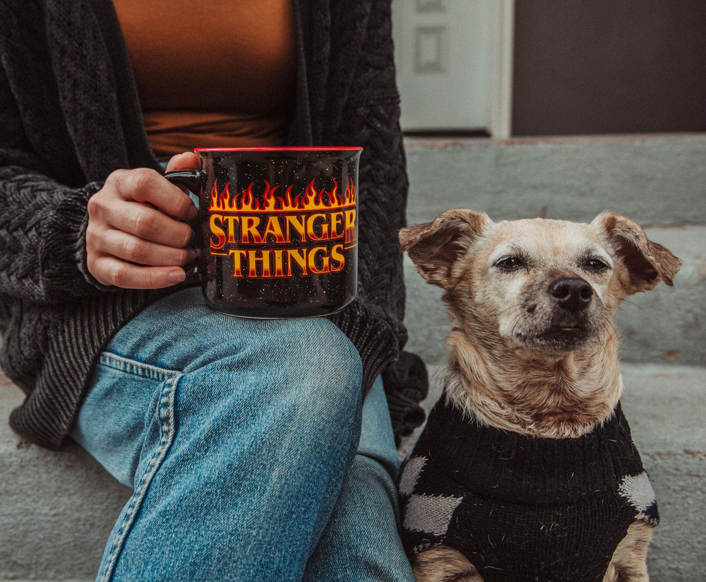 Silver Buffalo Stranger Things Hellfire Club 20-Ounce Ceramic Camper Mug | BPA-Free Travel Coffee Cup For Espresso, Cocoa, Tea