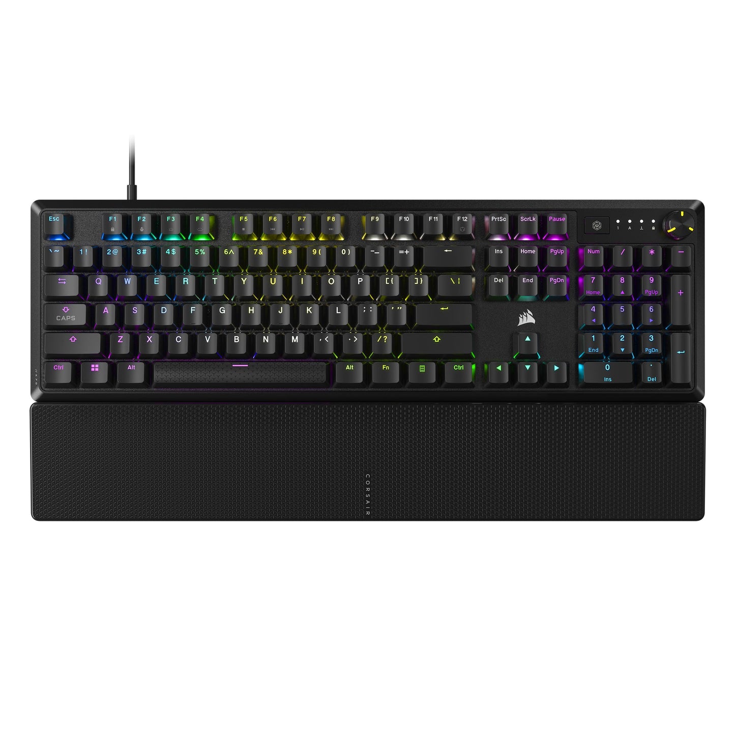CORSAIR K70 CORE RGB Mechanical Wired Gaming Keyboard with Palmrest – Pre-Lubed MLX Red Linear Switches, SOCD, ABS Double-Shot Keycaps, Sound Dampening, Media Control Dial, QWERTY NA – Black