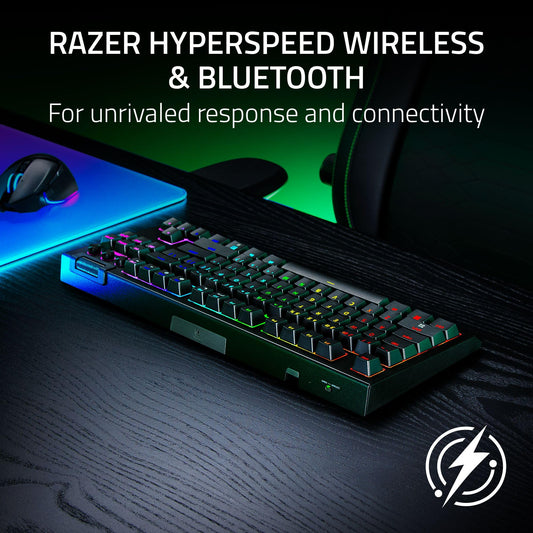 Razer BlackWidow V4 TKL HyperSpeed Wireless Hot Swappable Gaming Keyboard: Orange Tactile Switches - Wireless & Bluetooth - Multi-Function Roller & Control Buttons - Chroma RGB - Long Battery Life