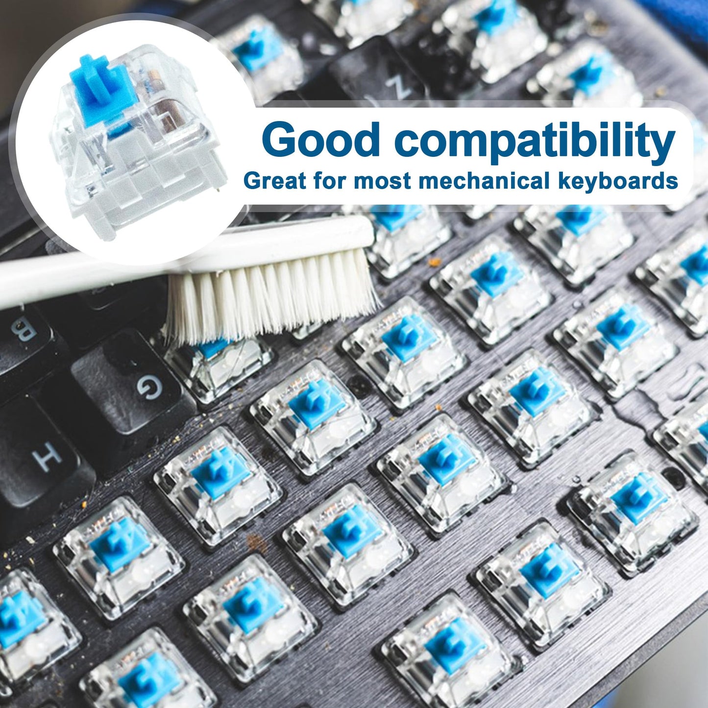 BlingKingdom 10 PCS Blue Switch Replacement 3 PIN Mechanical Keyboard Switches, Clicky, Accurate Typing, Dustproof, LED Keyboard, Gaming Keyboard