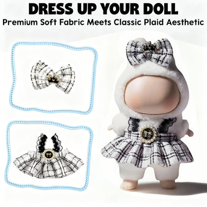 Clothes for LABUBU 17cm Doll (NO Doll), Outfit for LABUBU, Dress and Hairpin Set for LABUBU Dress Up, Fashion and Premium Dolls Accessories for LABUBU (Style A)