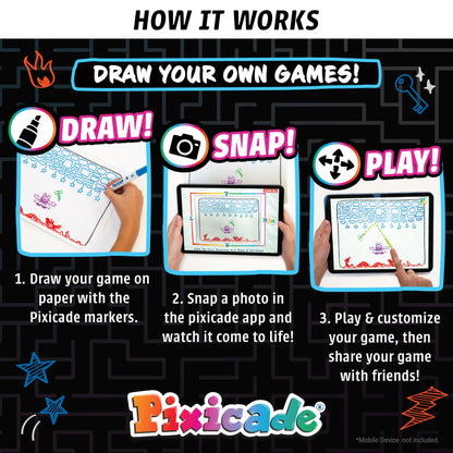 Abacus Brands Pixicade! Turn Drawings Into Playable Video Games! | Doodle & Draw, Snap Play & Share Instant Video Games! | Mobile Video Game Maker and Creation Studio!