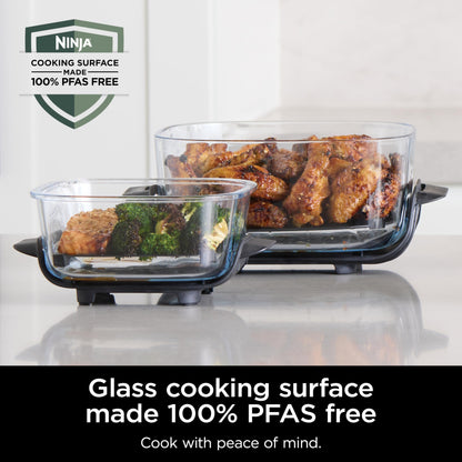 Ninja Crispi 5-in-1 Portable Glass Air Fryer, 4-QT, 2.5-QT & 6-Cup Glass Containers with Crisper Plates & Storage Lids, Microwave, Freezer & Dishwasher Safe, British Racing Green, FN103BF