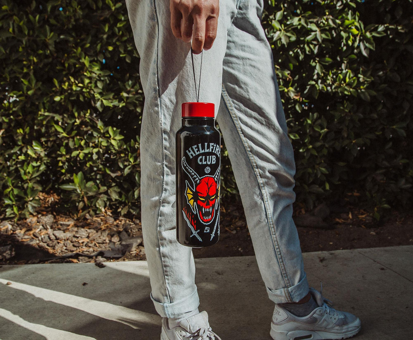 Toynk Stranger Things Hellfire Club Stainless Steel Water Bottle With Strap | Double-Walled Metal Sports Jug | Holds 27 Ounces