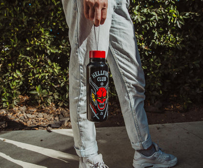 Toynk Stranger Things Hellfire Club Stainless Steel Water Bottle With Strap | Double-Walled Metal Sports Jug | Holds 27 Ounces