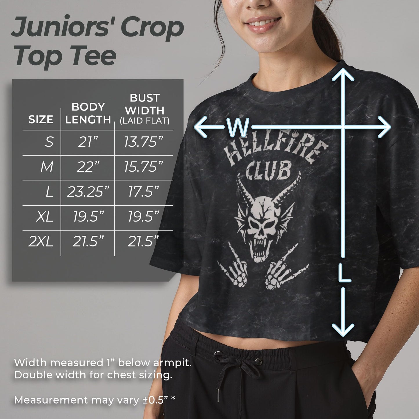 Junior's Stranger Things Skeleton Hellfire Club Demon Art T-Shirt - Black: Club Icon Logo - Large