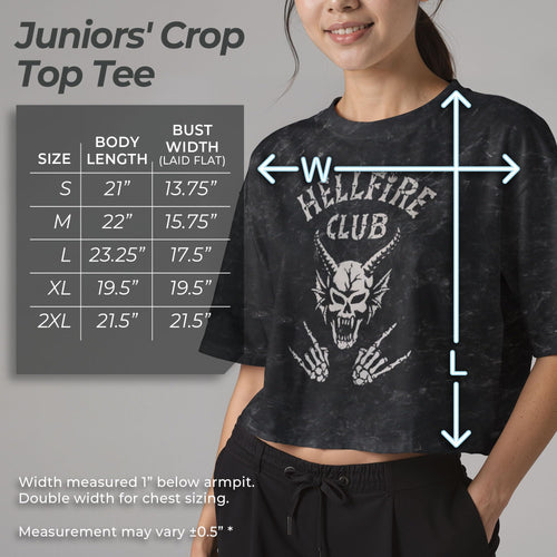 Junior's Stranger Things Skeleton Hellfire Club Demon Art T-Shirt - Black: Club Icon Logo - Large