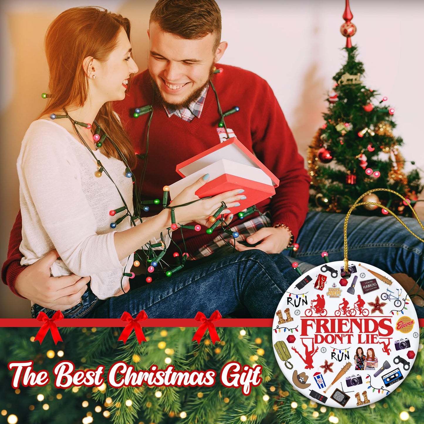 Retro Funny Thing Merch Gifts 2025 Christmas Ornament Acrylic Decorations Xmas Tree Decor Unique Gift for Friends Merchandise Family Fans Secret Santa Stocking Stuffer