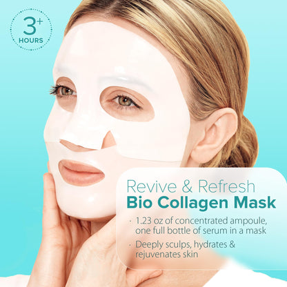 Ebanel Bio Collagen Face Mask, 4-Pack Hydrating Face Masks with 7 Peptides, Hyaluronic Acid, Niacinamide, Centella, Rose Water, Ceramide, and B5, Glass Skin Tightening and Lifting Korean Sheet Masks