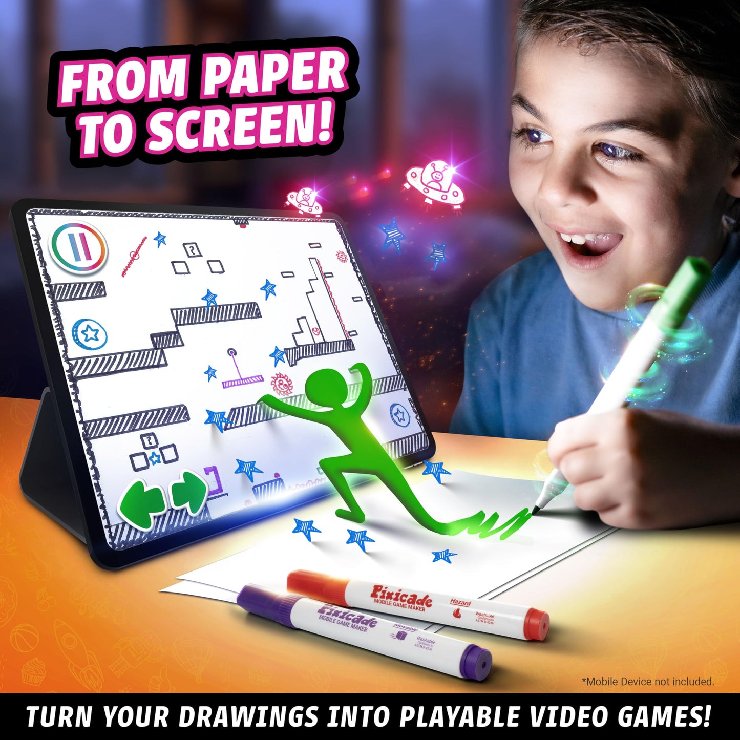 Abacus Brands Pixicade! Turn Drawings Into Playable Video Games! | Doodle & Draw, Snap Play & Share Instant Video Games! | Mobile Video Game Maker and Creation Studio!