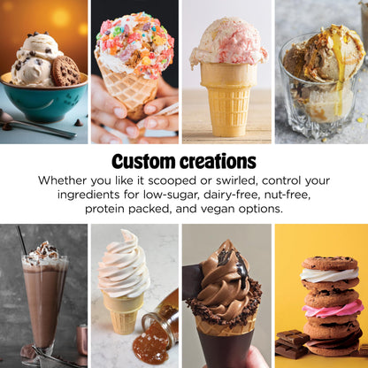 Ninja CREAMi Scoop & Swirl Ice Cream and Soft Serve Maker, Sorbet, Milkshake, Frozen Yogurt, Low Calories Program & More, 13-in-1, Soft Serve Handle & (2) CREAMi 2-in-1 16oz Pints, NC701