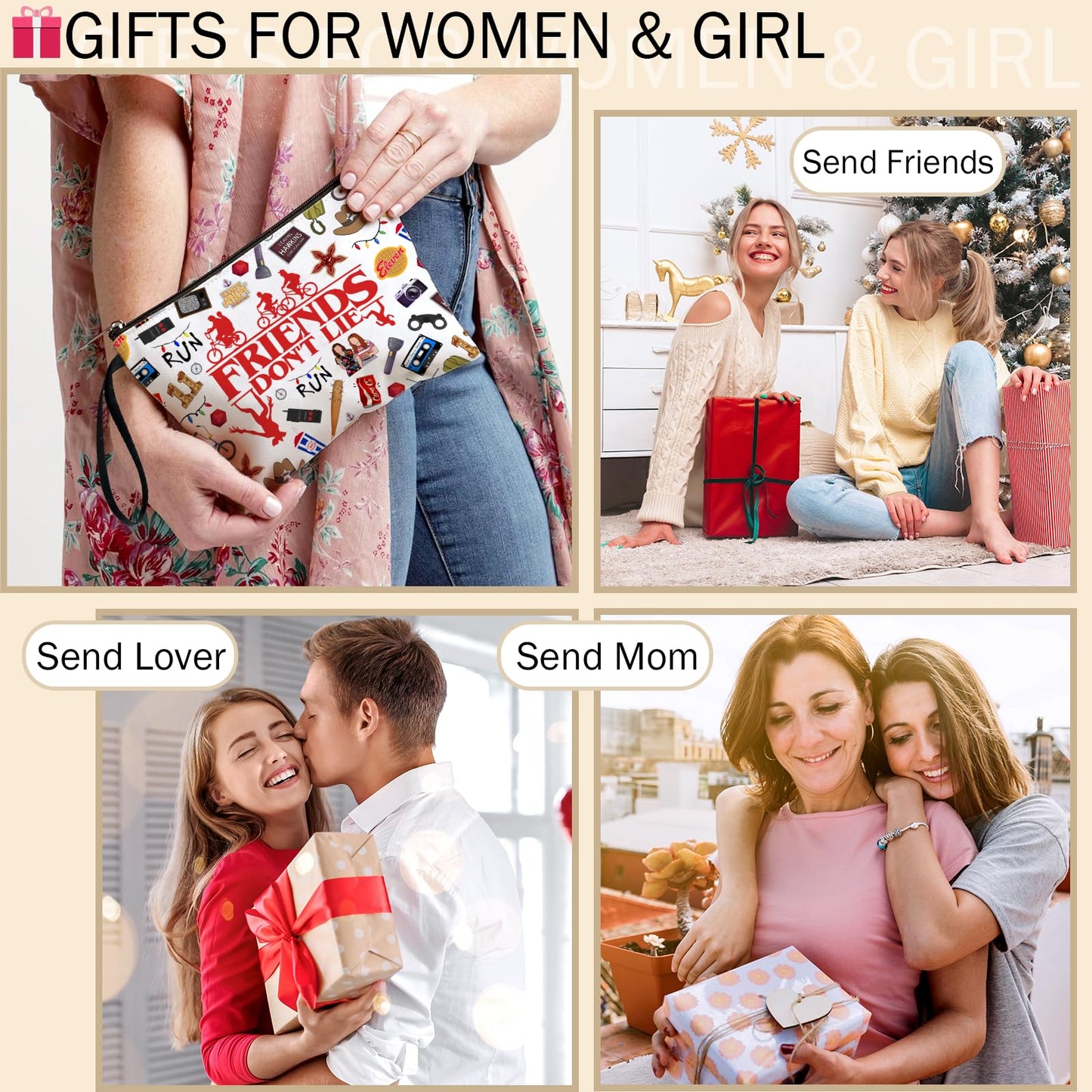 Friendship Makeup Bag Cool Thing Merchandise Gifts Inspirational Quote Cosmetic Pouch Friend Gifts for Women BFF Bestie Sister Travel Toiletry Organizer Christmas Birthday Graduation Pencil Case